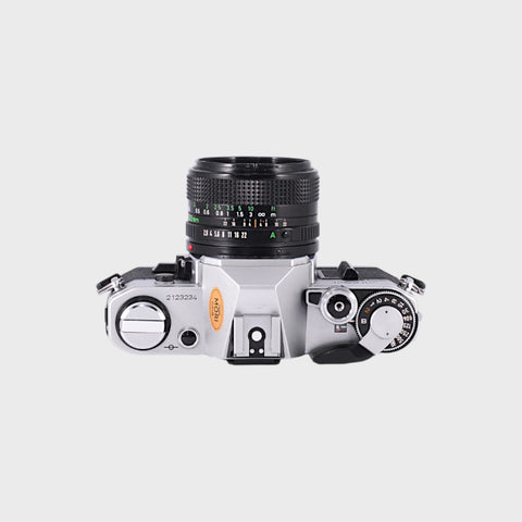 Canon AE-1 35mm SLR film camera with 28mm f2.8 lens