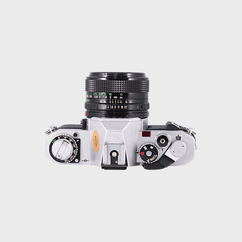 Canon AV-1 35mm SLR film camera with 28mm f2.8 lens