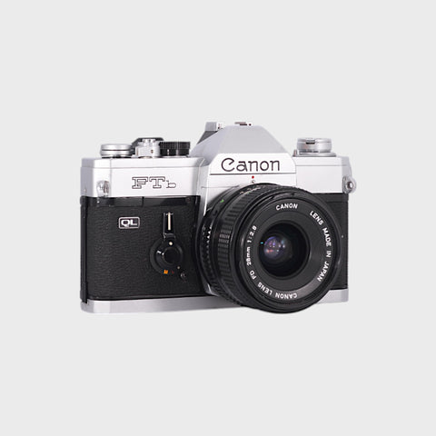 Canon FTb QL 35mm SLR film camera with 28mm f2.8 lens