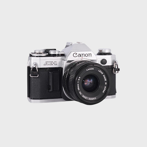 Canon AE-1 35mm SLR film camera with 28mm f2.8 lens
