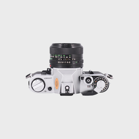 Canon AE-1 35mm SLR film camera with 28mm f2.8 lens
