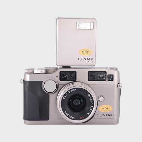Contax G2 35mm rangefinder film camera with TLA 140 flash and 28mm f2.8 lens
