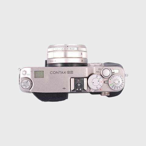 Contax G2 35mm rangefinder film camera with TLA 140 flash and 28mm f2.8 lens