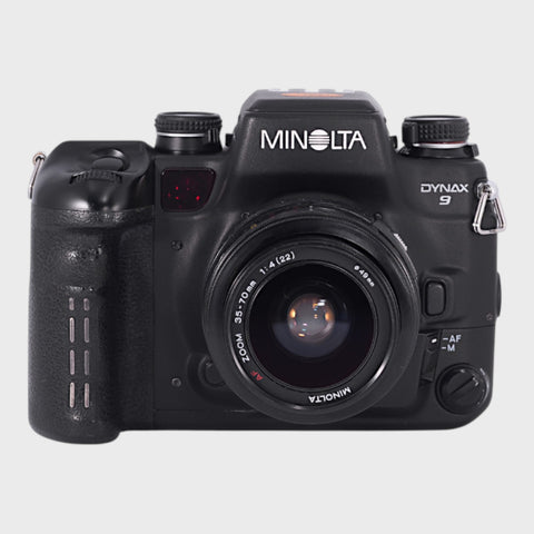 Minolta Dynax 9 35mm SLR film camera with 35-70mm f4 lens
