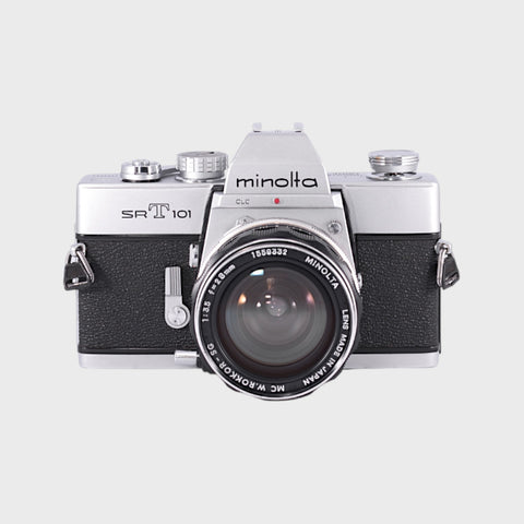 Minolta SRT 101 35mm SLR film camera with 28mm f3.5 lens