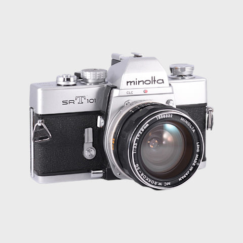 Minolta SRT 101 35mm SLR film camera with 28mm f3.5 lens