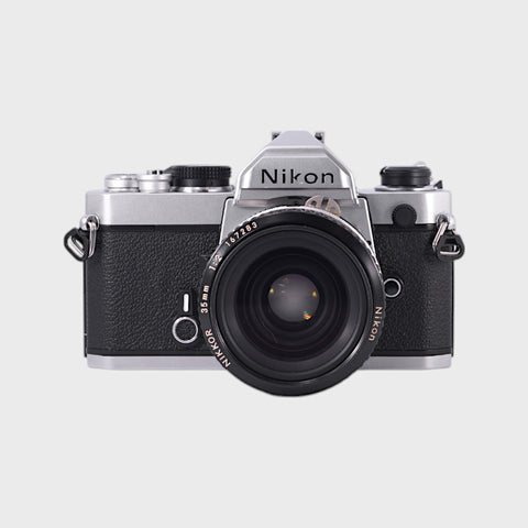 Nikon FM 35mm SLR film camera with 35mm f2 lens