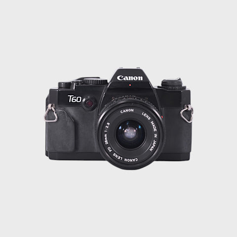 Canon T60 35mm SLR film camera with 28mm f2.8 lens