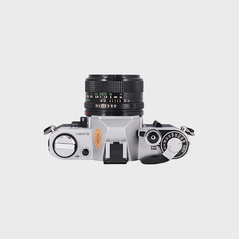 Canon AE-1 35mm SLR film camera with 28mm f2.8 lens