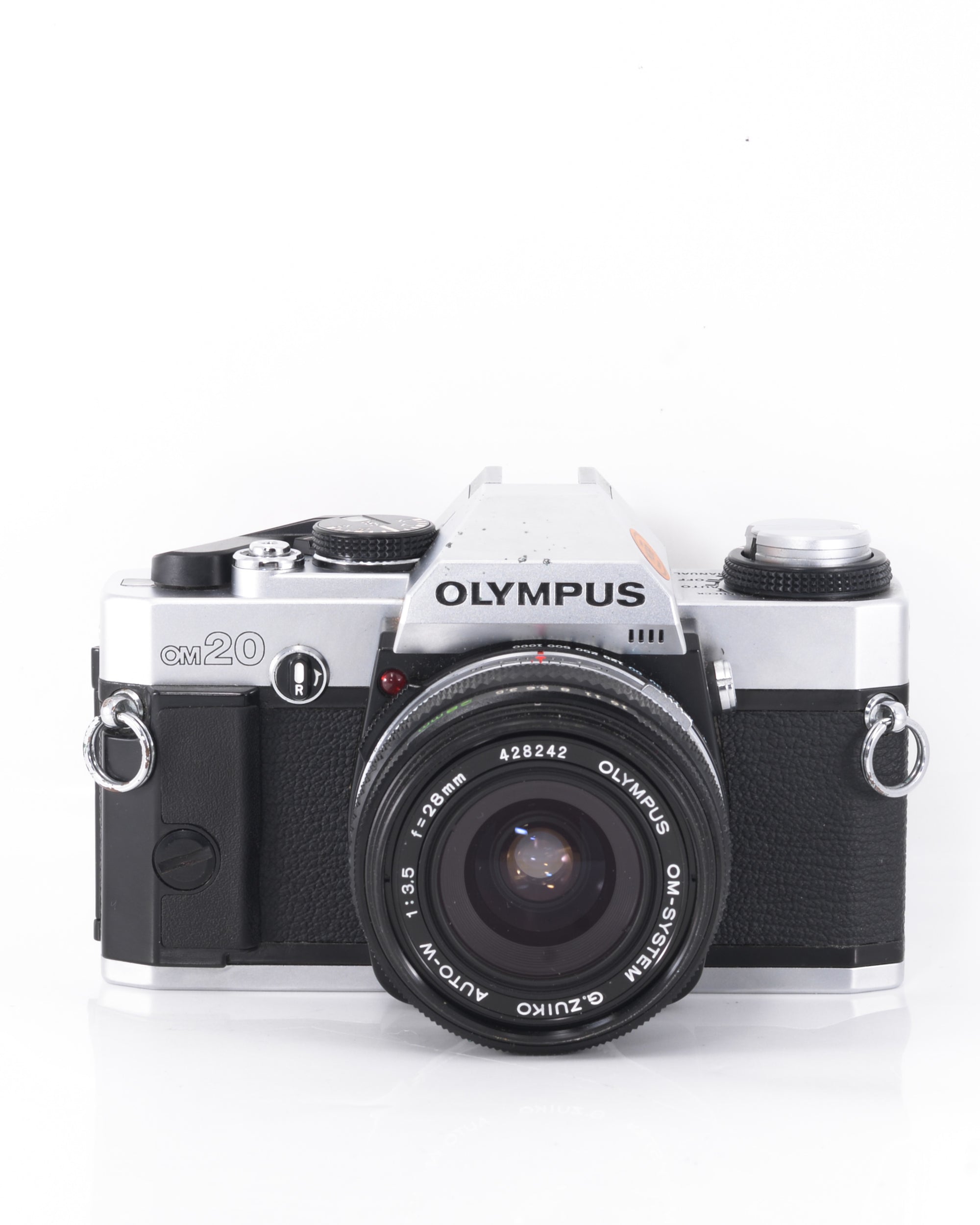 Olympus OM-20 Reflex 35mm argentique avec 28mm f3.5 objectif