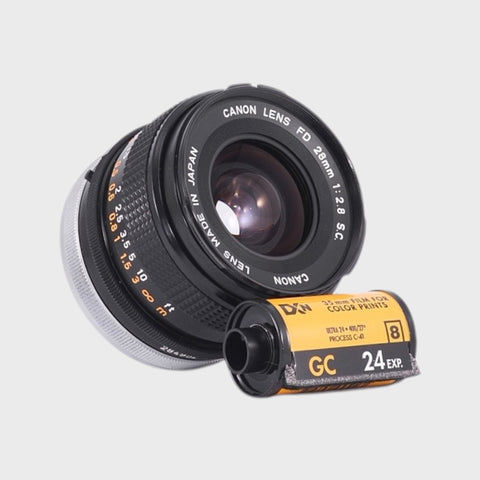 avec boîte Canon FD 28mm f2.8 objectif